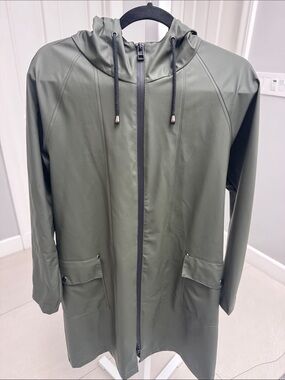 Halogen Olive Green Hooded Raincoat